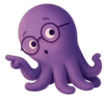A purple octopus with round glasses, the Diverday mascot.